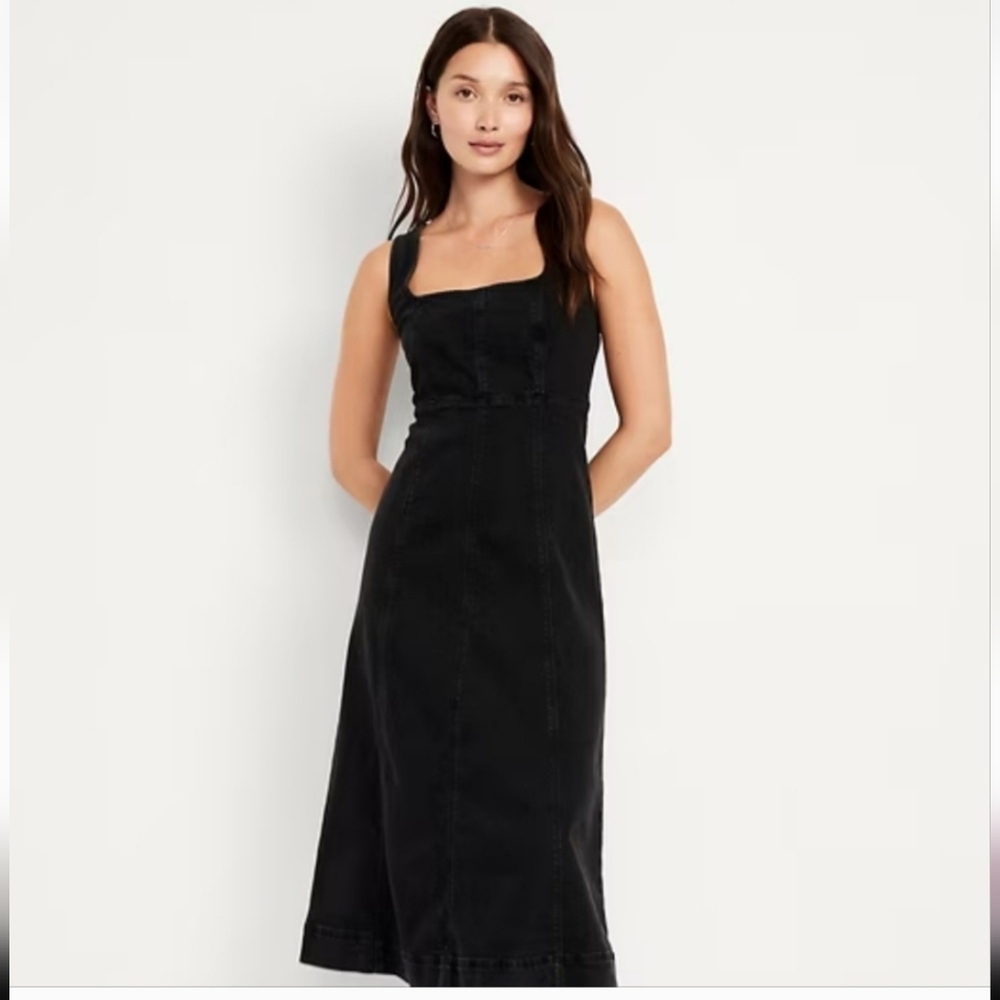 Fit & Flare Sleeveless Denim Midi Dress